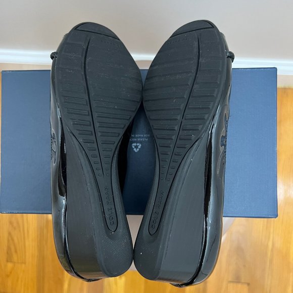 Cole Haan Black Emory Open Toe Wedge Size 5.5 - Picture 7 of 7